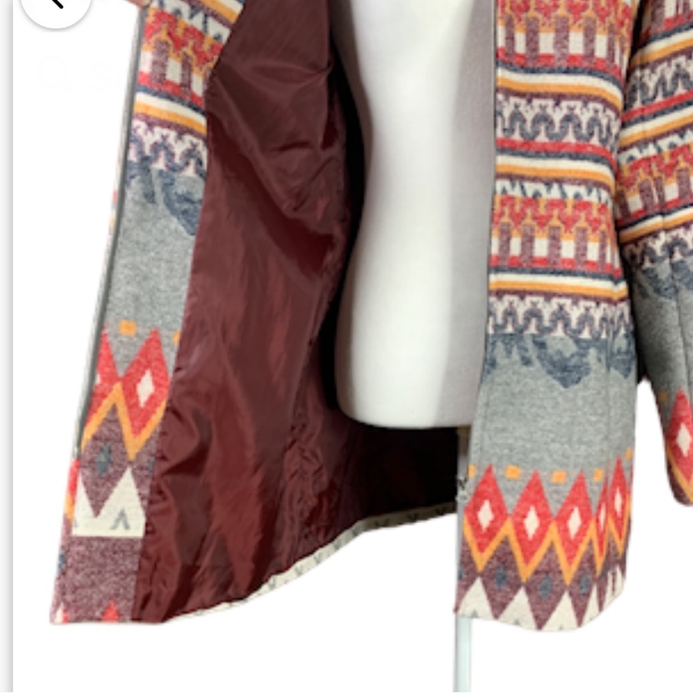 Altar'd State Coat Western Boho Wool Blend Long Line Tribal - Picture 8 of 12